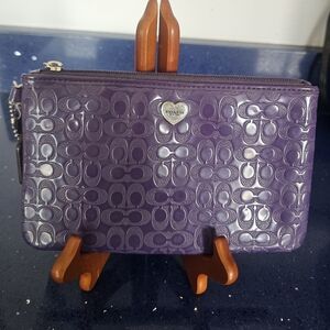 Coach Purple Embossed Wristlet